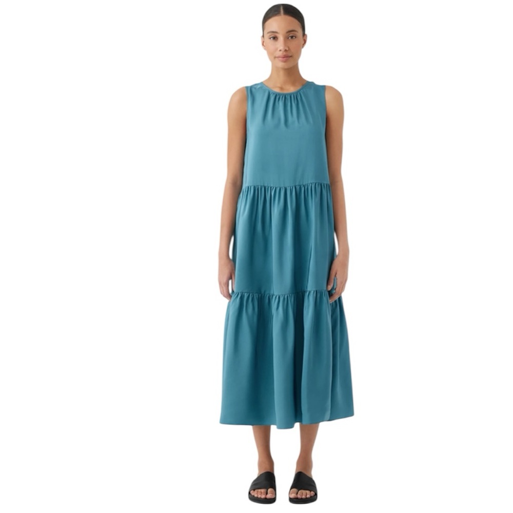 Eileen Fisher Women’s‎ Washed Silk Tiered Dress River Size XL NEW/NWT - Picture 10 of 10